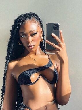 God save queens asymmetric Black Leopard Print Bikini Top